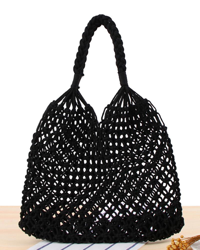 Crochet Braided Hollow Out Beach Handbag
