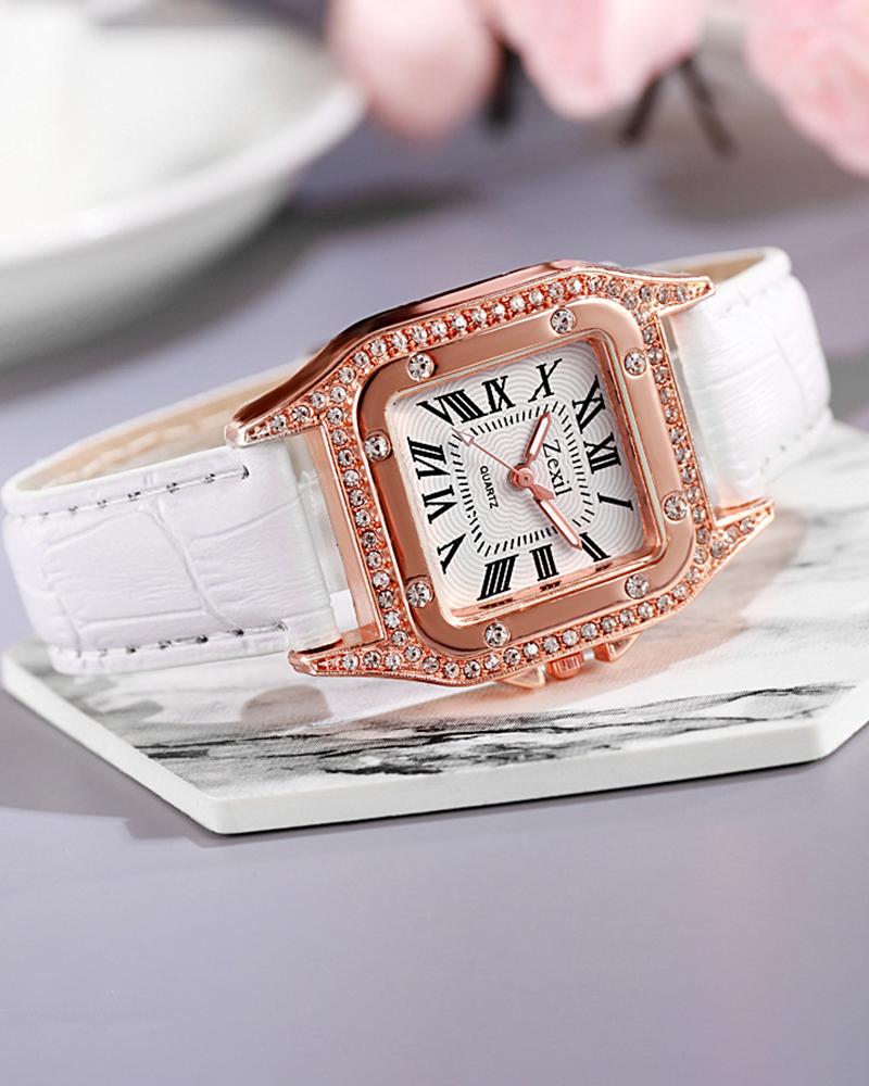 Watches  ChicMe Rhinestone Decor Square Quartz Watch