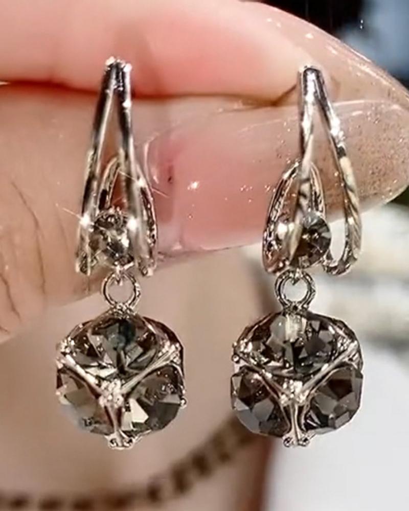 1Pair Square Faux Zircon Fashionable Drop Earrings