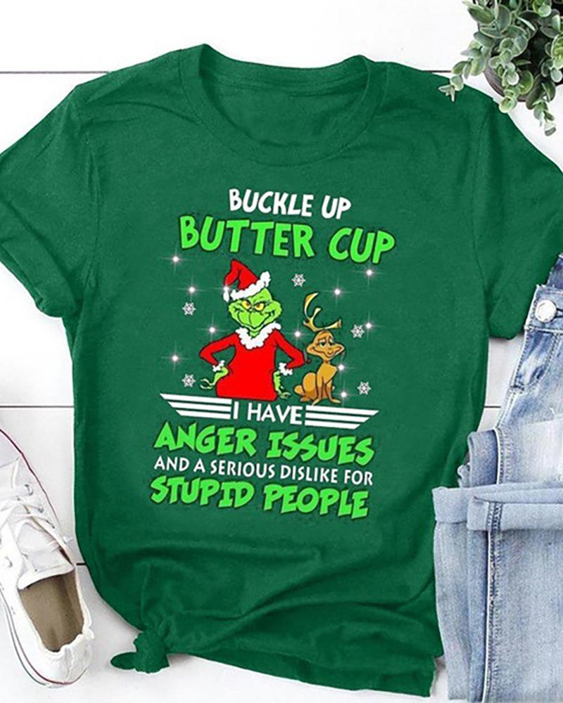 Christmas Letter Graphic Print T-shirt