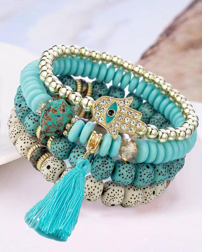 1pc Bohemian Multi-layer Blue Eye Turquoise Bracelet