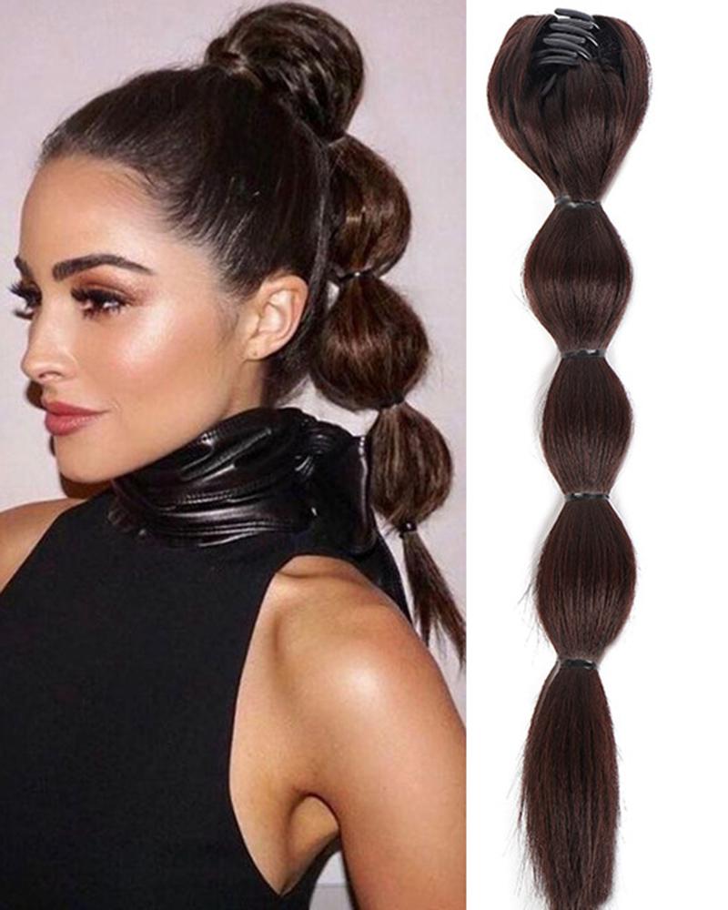 Hair Wigs 1pc Heat Resistant Synthetic Puff Bubble Ponytail Extension With Grip Hair Claw