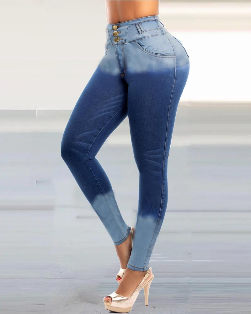 Zipper Fly High Waist Butt Lifting Skinny Jeans