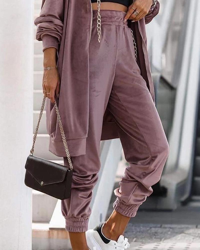 High Waist Chain Decor Harem Pants