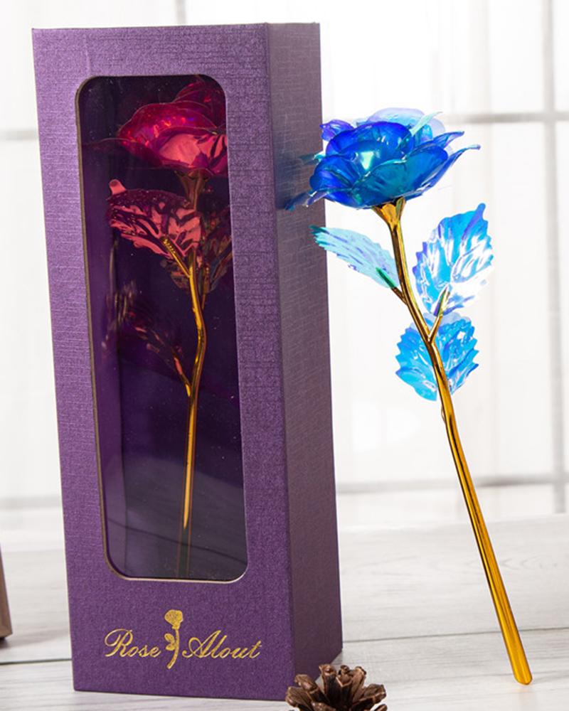 Artificial Floral 1pc Mother's Day Girlfriend Wedding Guest Birthday Gift Golden Foil Flower Artificial Rose