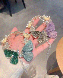 1pc Beaded Butterfly Rhinestone Tassel Hair Clip