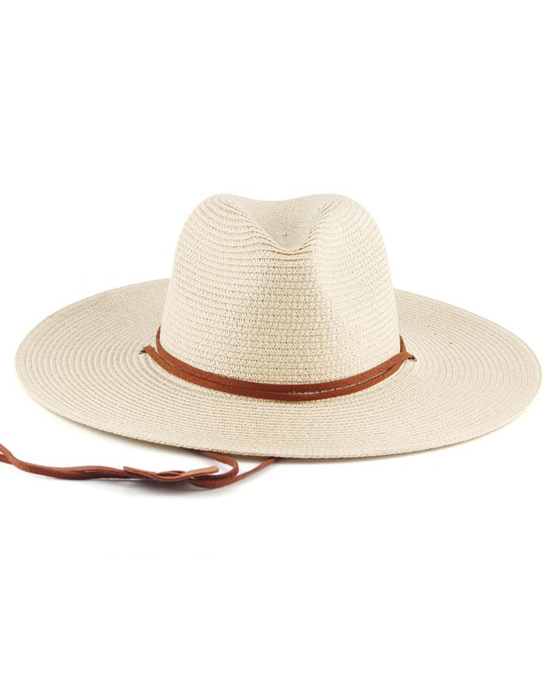 Wide Brim Tied Detail Straw Hat