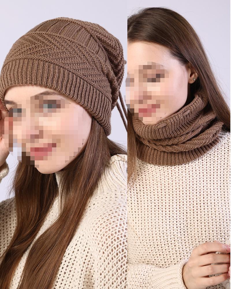 1pc Multi-way Wear Warm Knit Beanie Hat Neck Warmer Scarf
