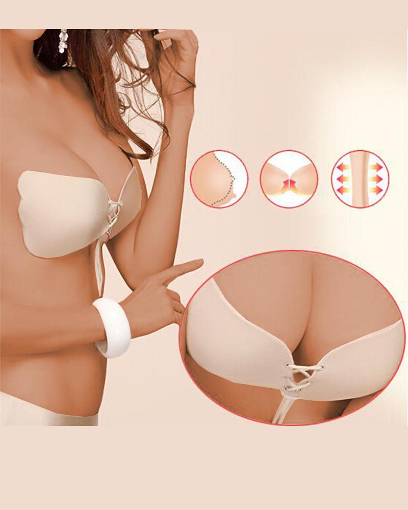 Pads & Enhancers  ChicMe Angel Wings Shaped Lace-up Wireless Lifting Nipper Covers Invisible Bra