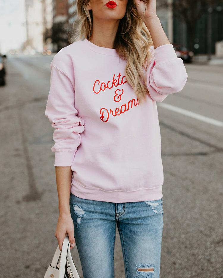 Letter Printed Loose Sweatshirt