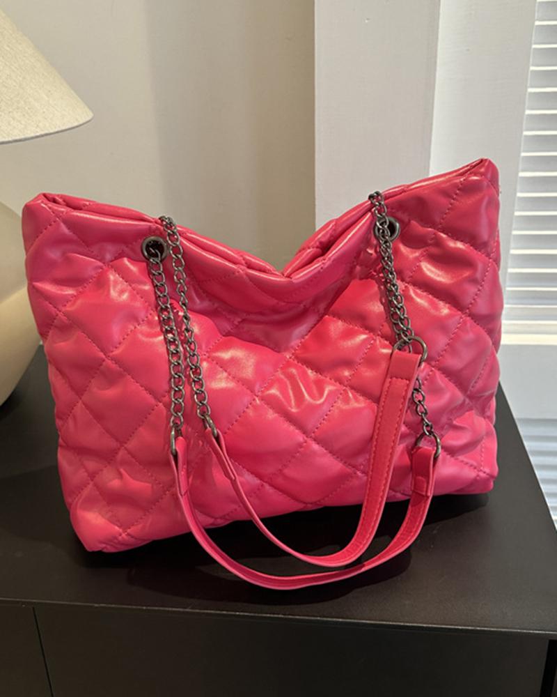 Argyle Quilted Chain Strap Shoulder Bag