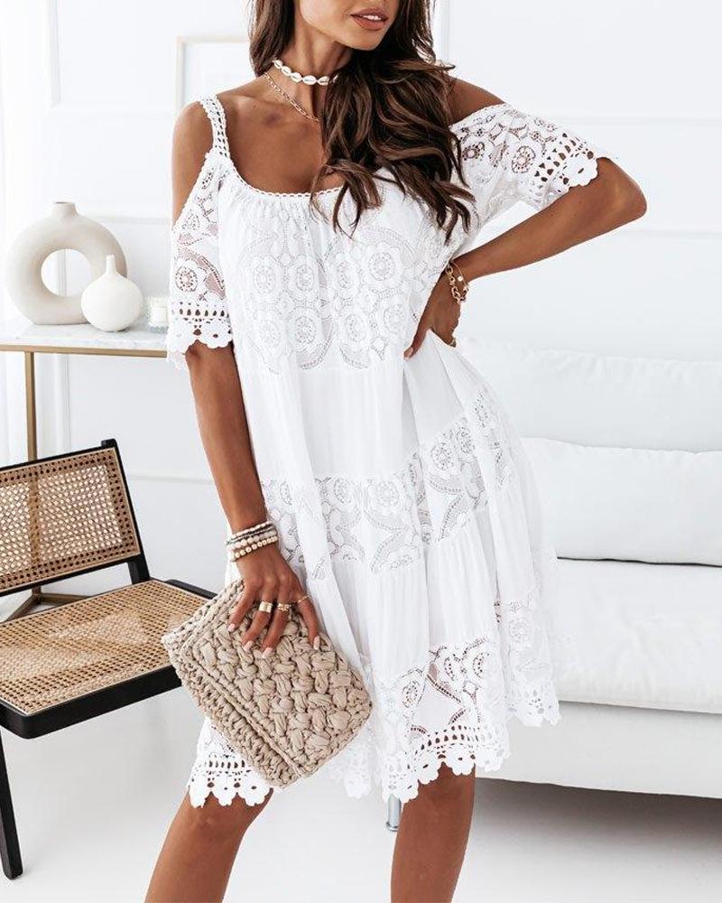 Cold Shoulder Crochet Lace Dress