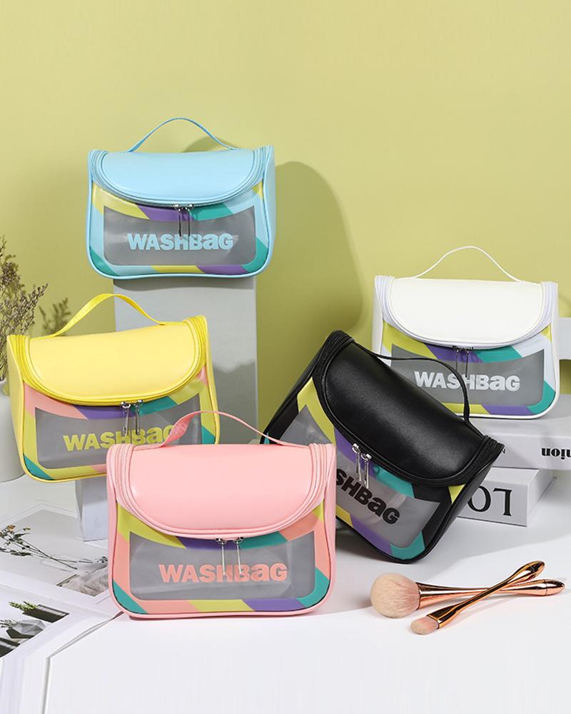 Pastel Large Capacity Cosmetic Case Organizer Top Handle Makeup Toiletry Bag