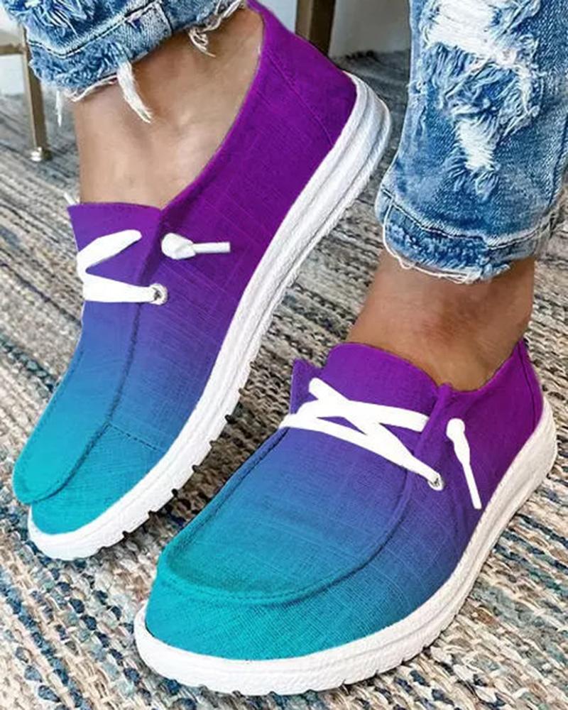 Ombre Lace-up Casual Slip-on