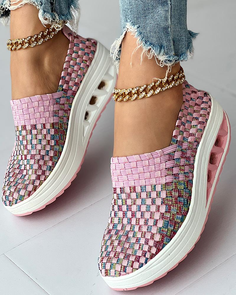 Colorblock Braided Slip-on Casual Sneakers