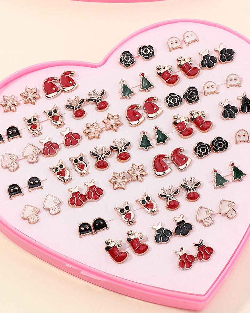 36pairs Christmas Pattern Earring Set