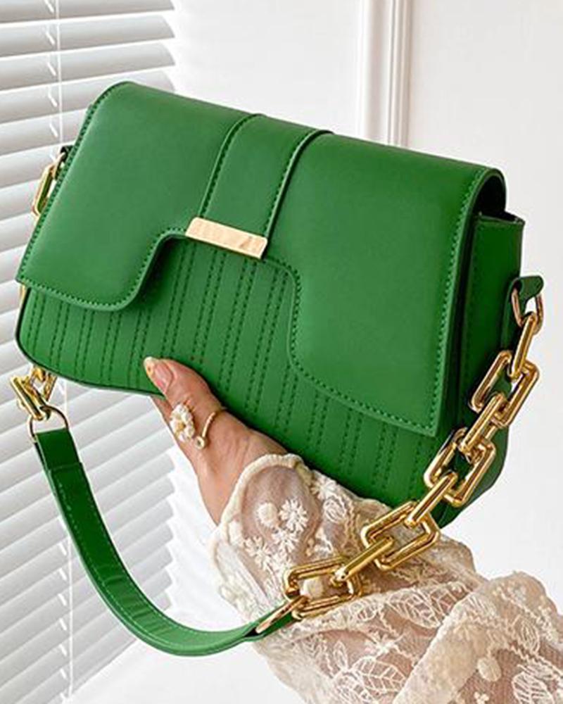 Quilted Asymmetrical Chain Strap Shoulder Bag