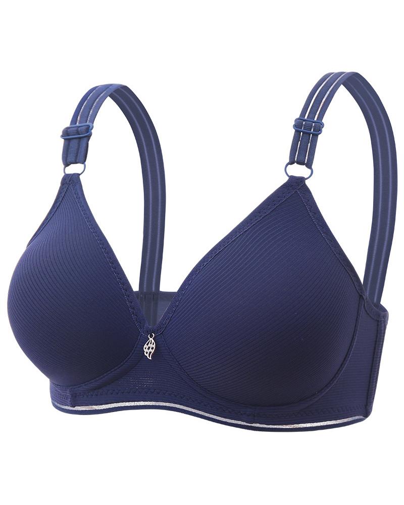 Buckled Leaf Pattern Wireless Lifting Bra