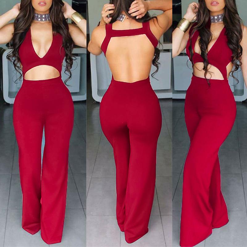 Sexy Backless Front Cut Out Culotte Jumpsuit