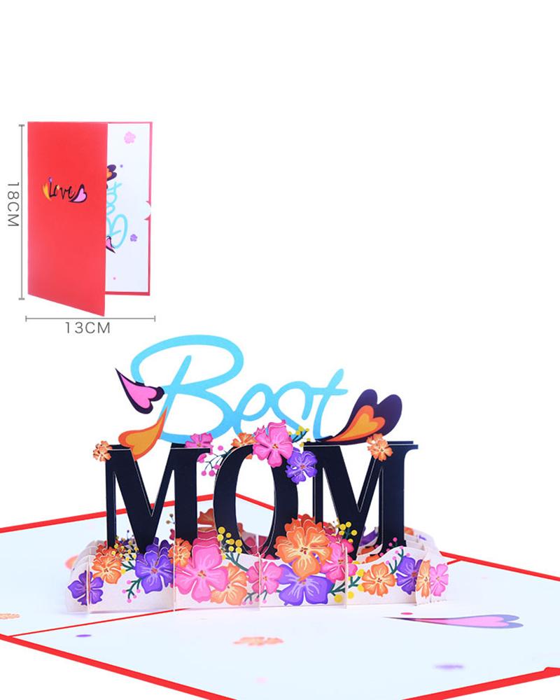 1pc Mother's Day 3D Letter Mom Pop Up Blessed Gift Card