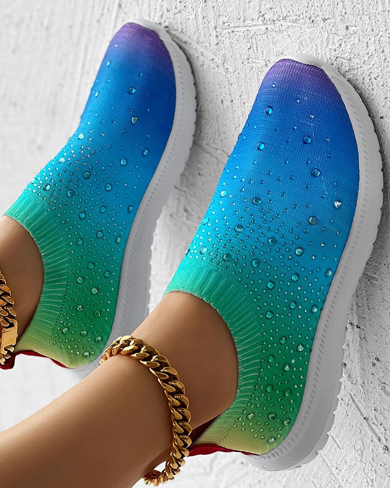 Ombre Waterdrop Print Slip-On Sneakers