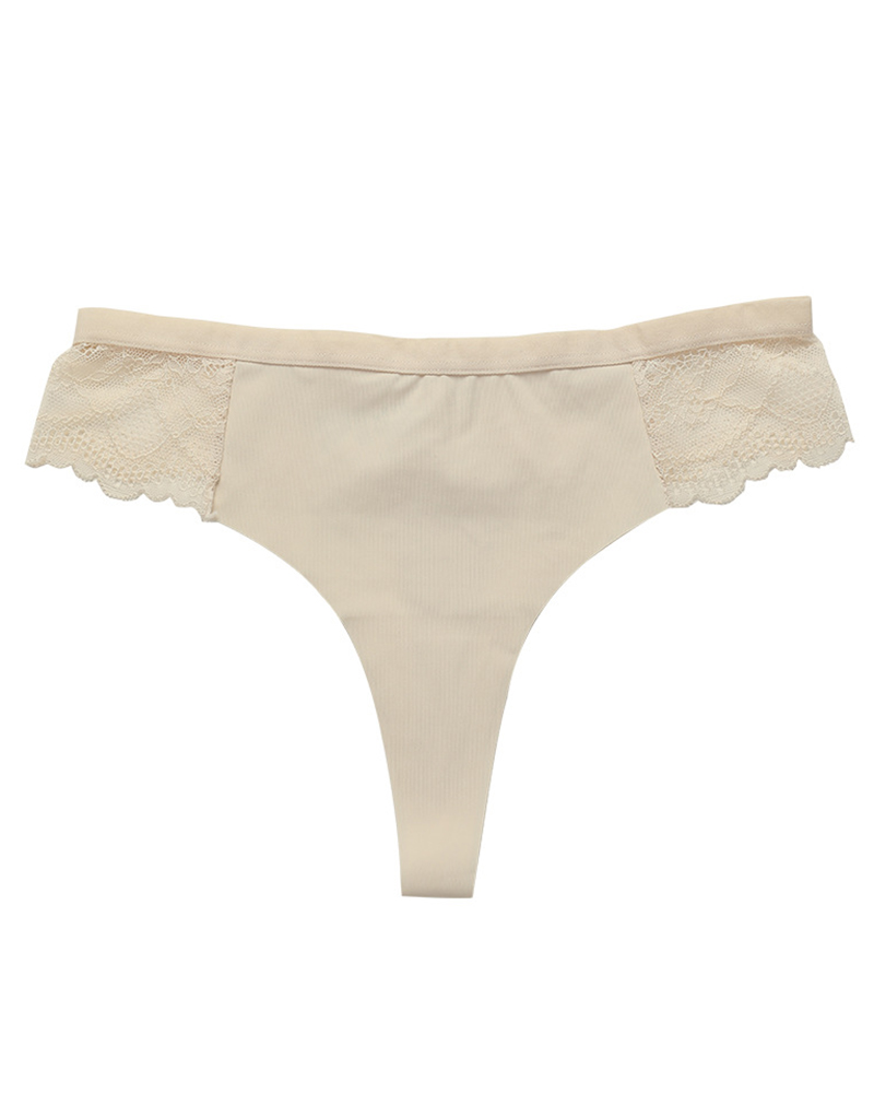 Leopard Print Lace Patch Thong Panty