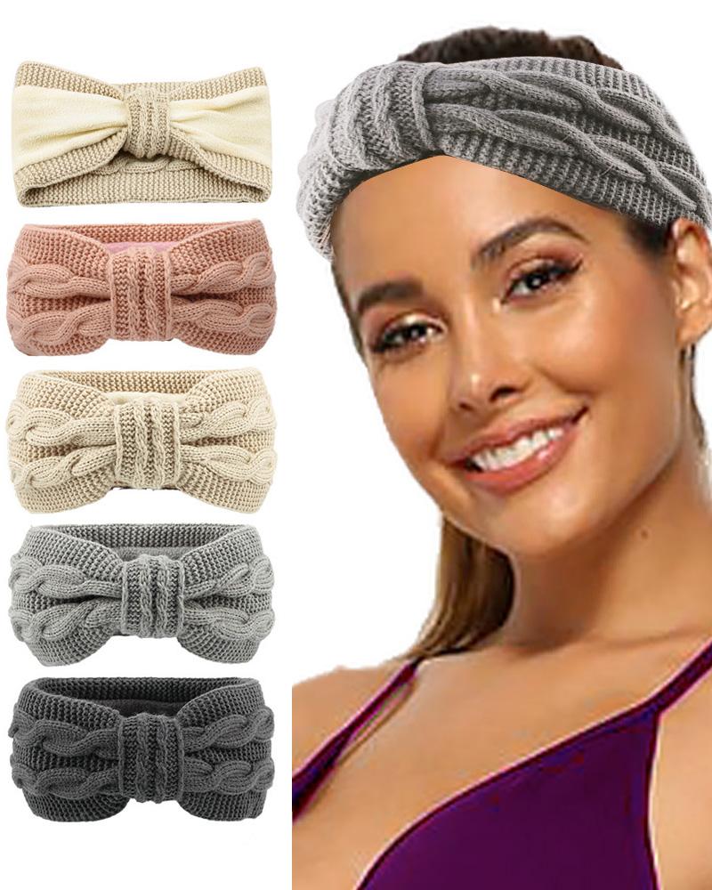 1pc Winter Ear Warmer Fleece Lined Headband Crochet Cable Knit Head Wrap Ear Band Cover Christmas Gift