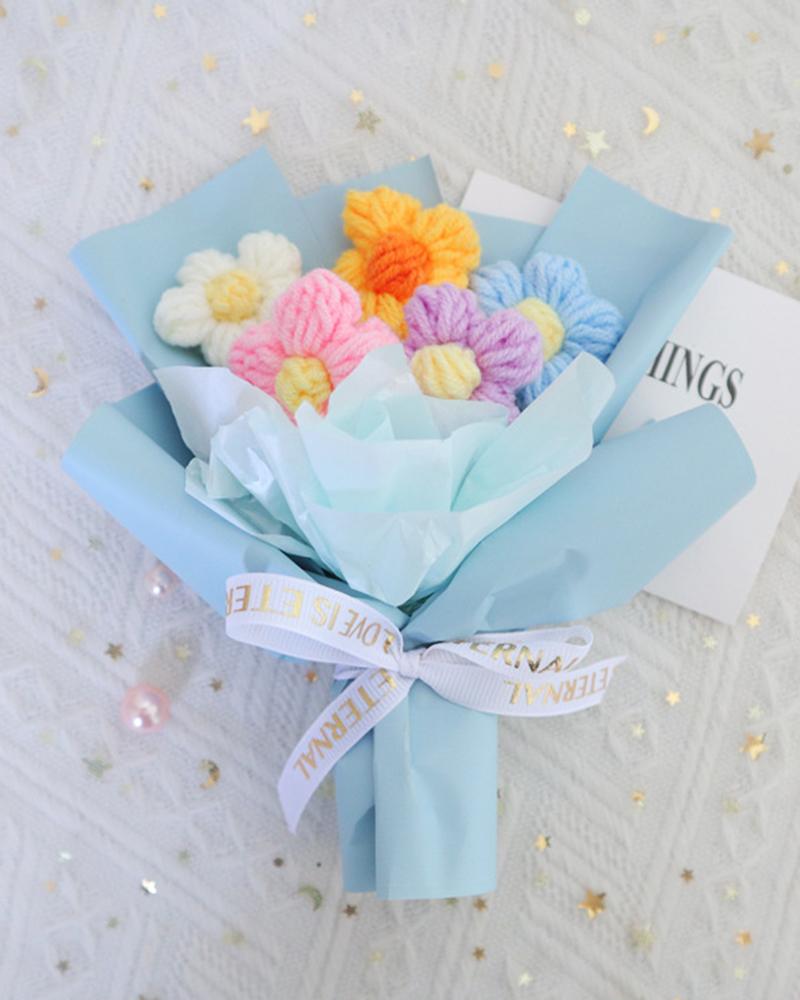 1 Pack Mother's Day Gift Handmade Crochet Artificial Floral Bouquet