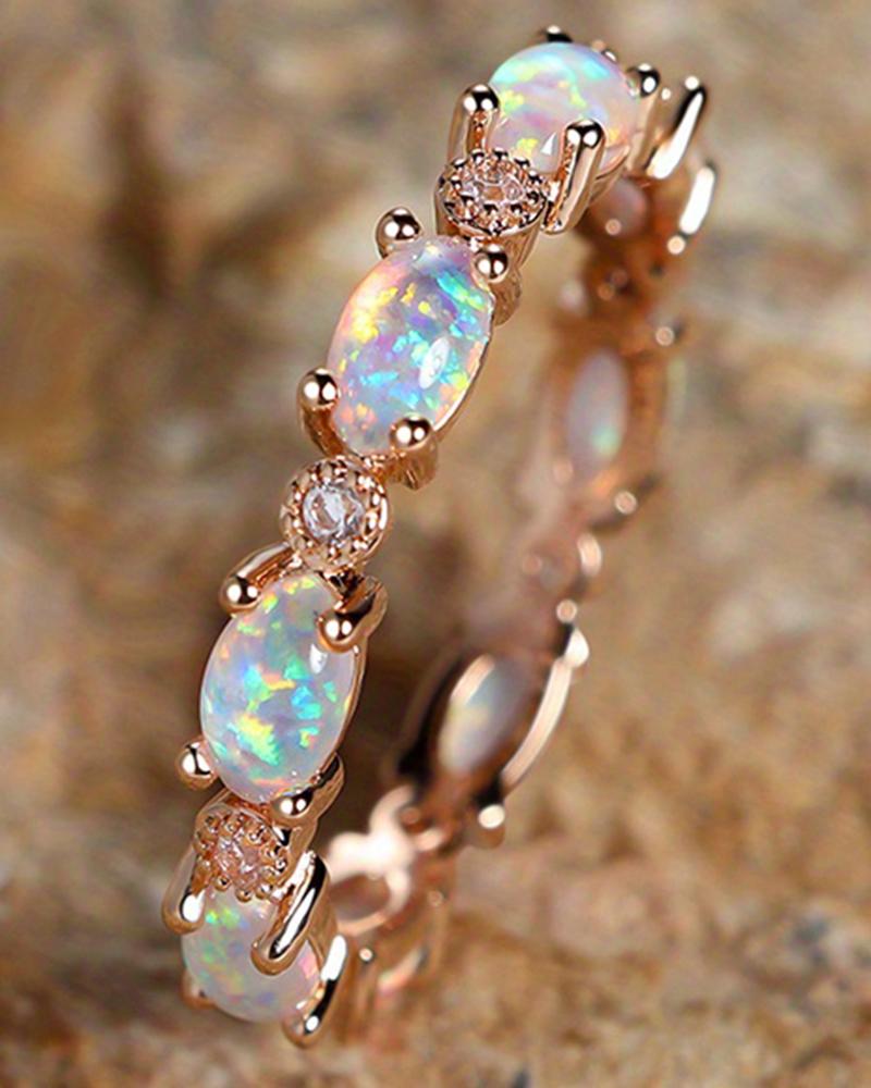 1pc Opal Engagement Wedding Ring Valentine's Gift Exquisite Trendy Jewelry