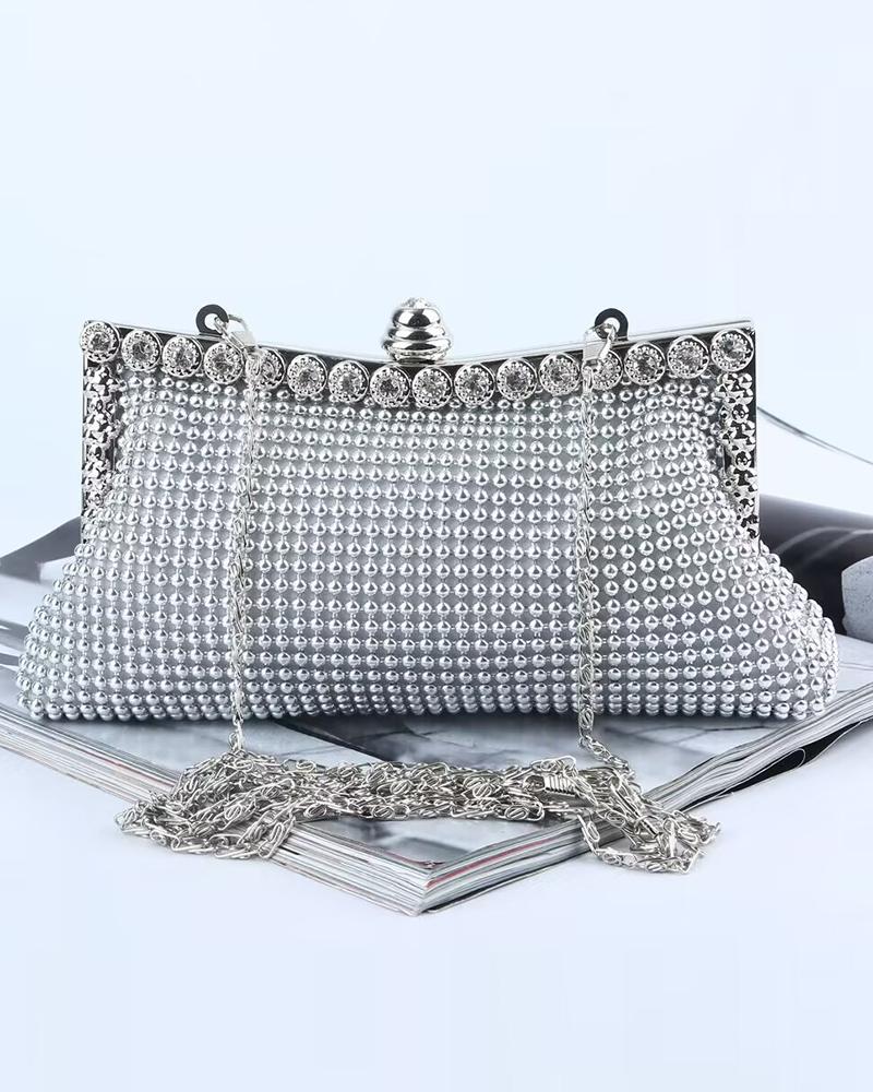 Rhinestone Removable Chain Strap Evening Handbag
