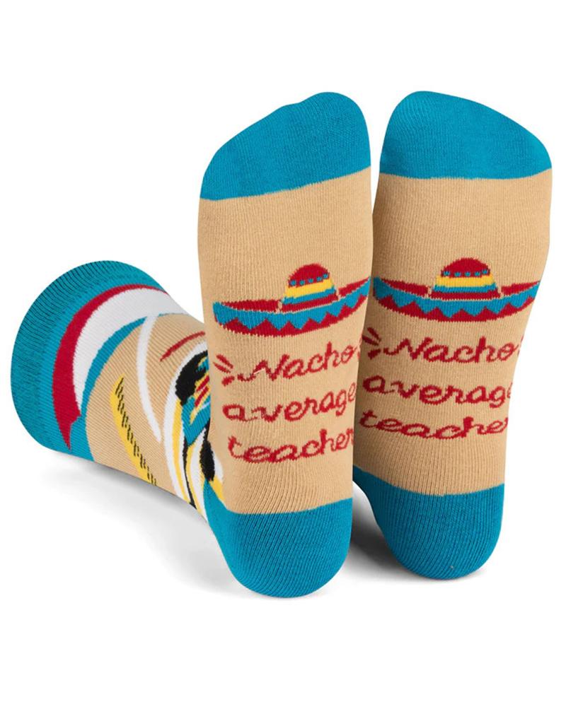 1Pair Colorblock Slogan Graphic Print Crew Socks