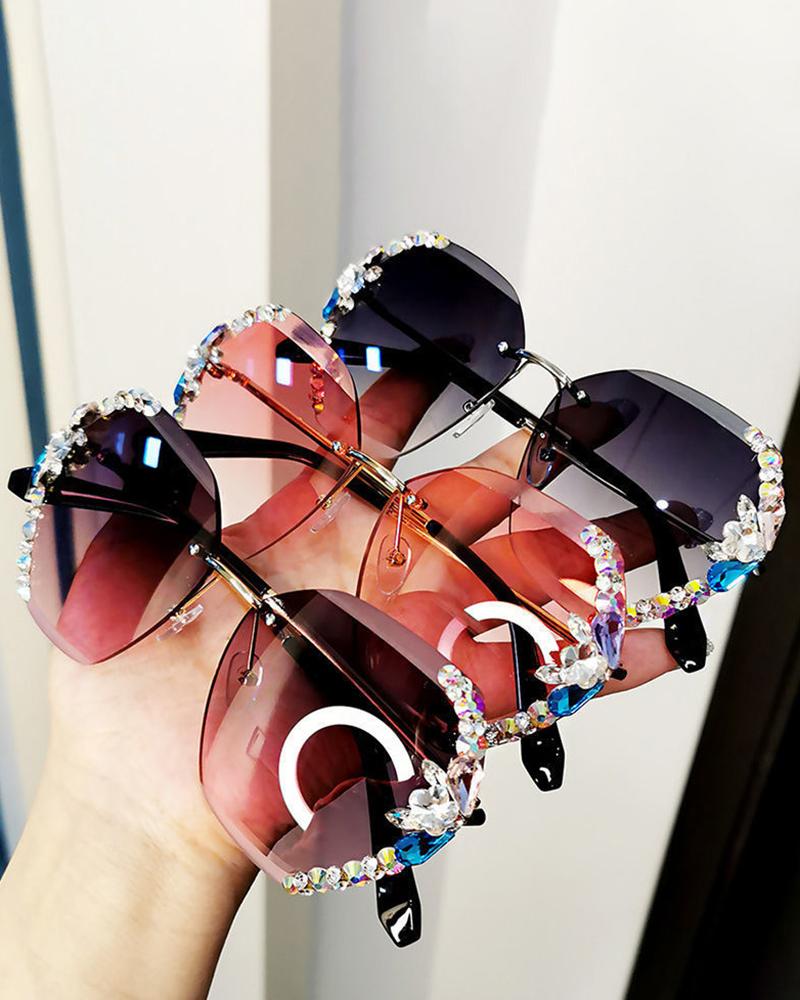  1Pair Irregular Metal Frame Tinted Lens Sunglasses