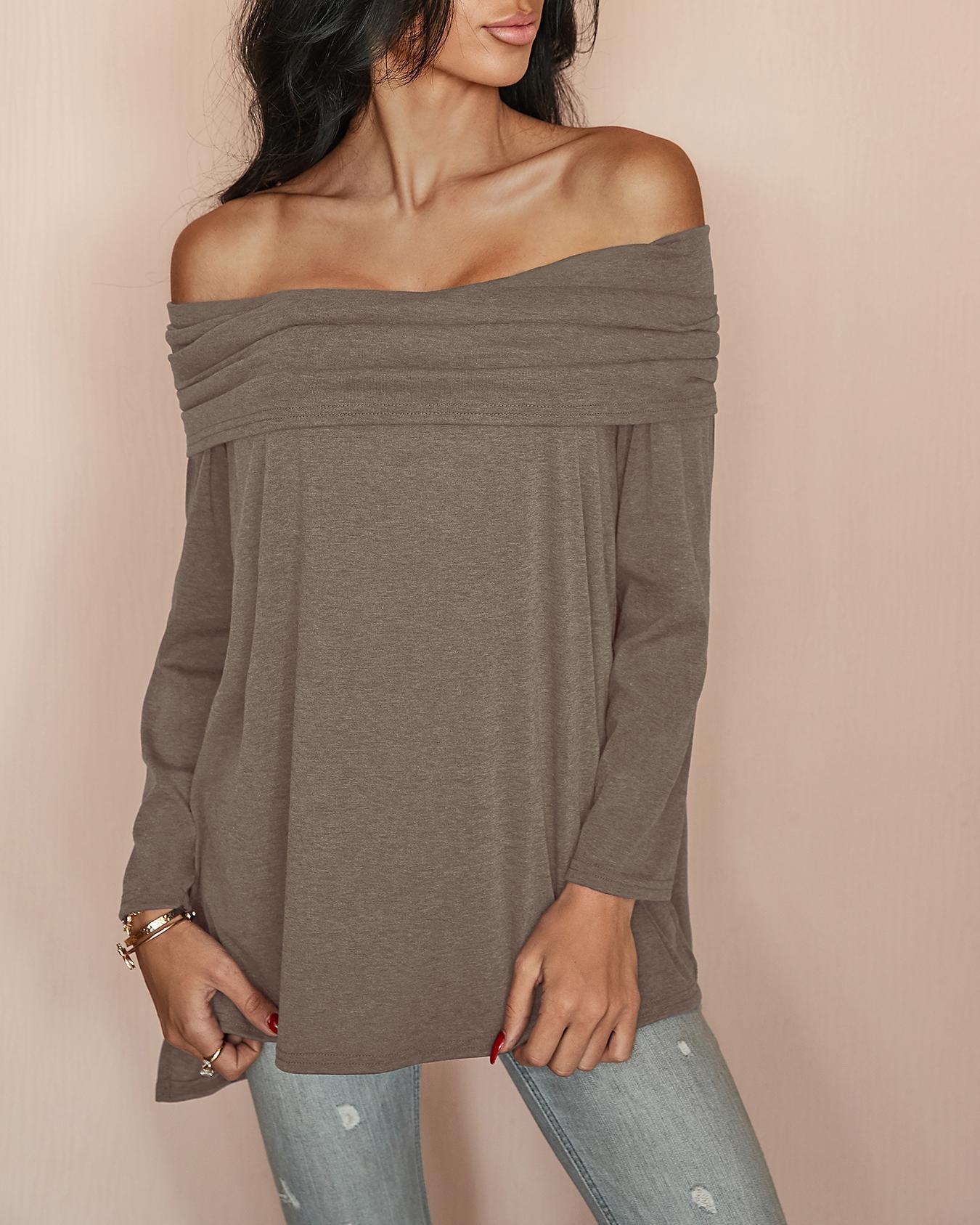 Stylish Ruched Fold-over Casual Blouse