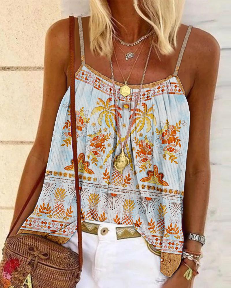 Coconut Tree Tribal Print Cami Top