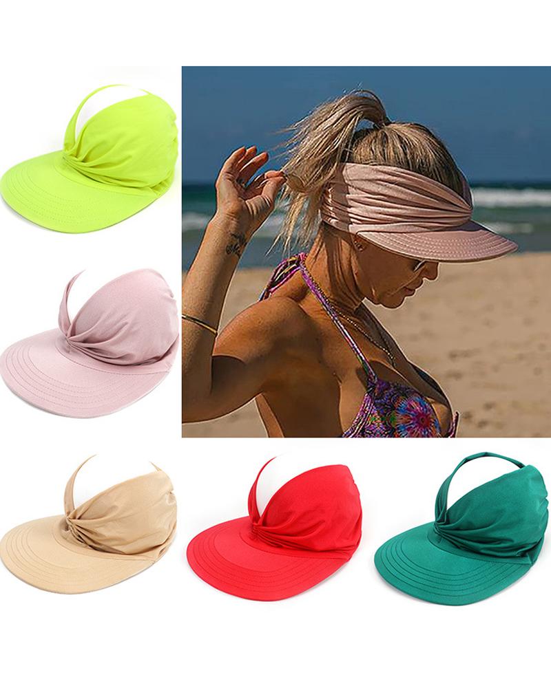 Beach Sunhat UV Protection Anti-UV Ponytail Beach Cap Visor Hat