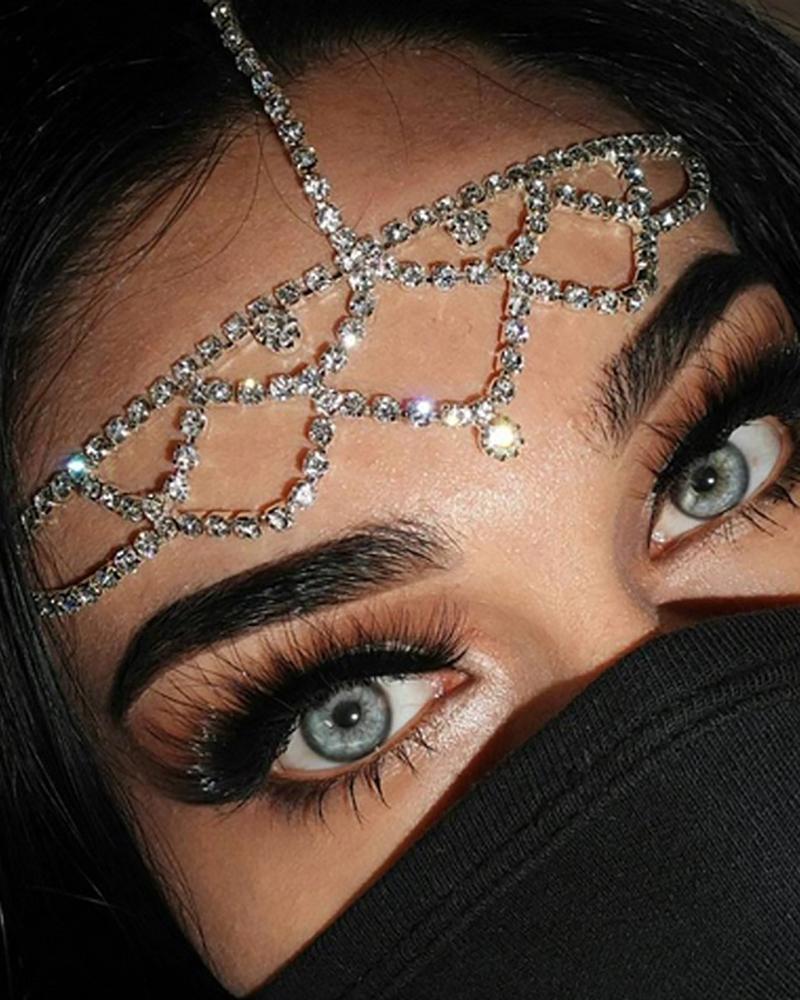 Layered Rhinestone Cutout Head Chain