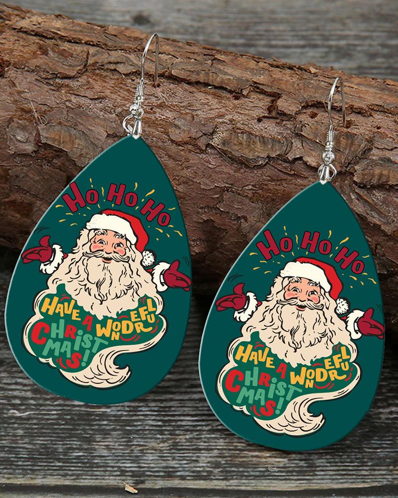 1Pair Christmas Santa Claus Waterdrop Hook Earrings