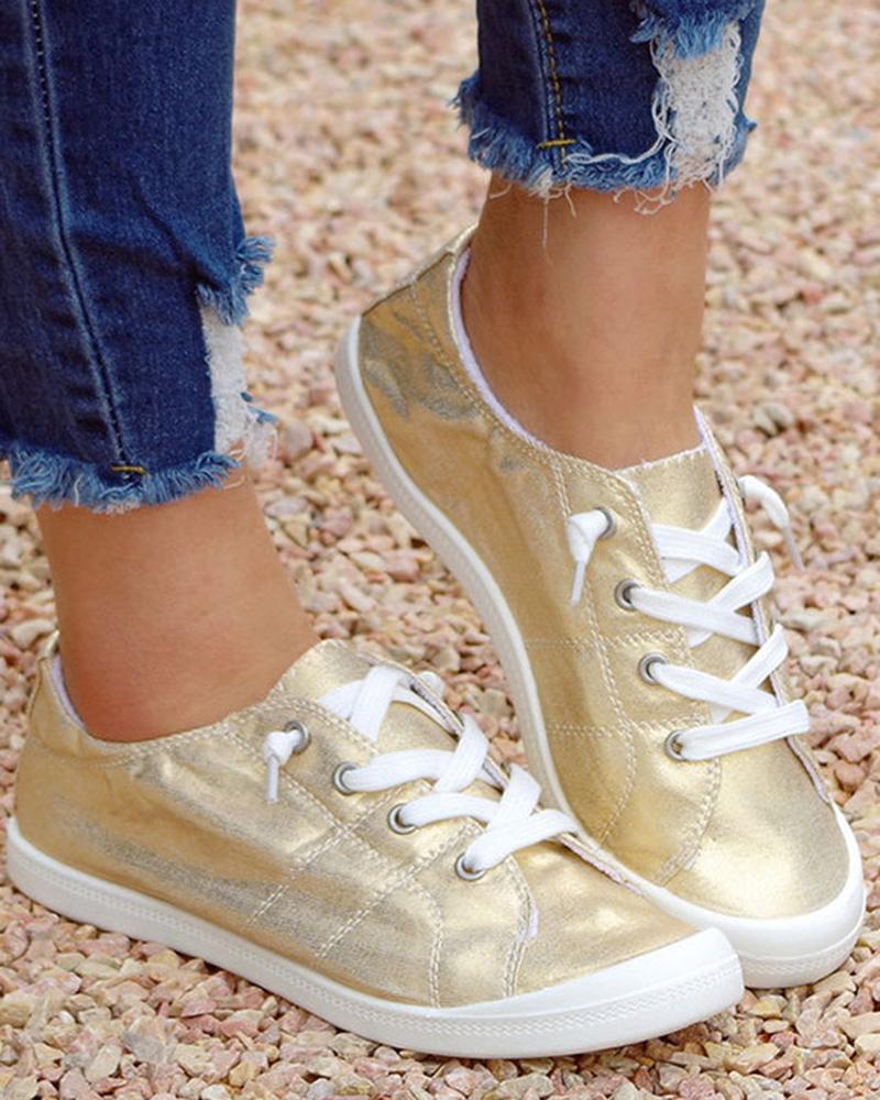 Quilted Lace-Up Fashion Sneakers