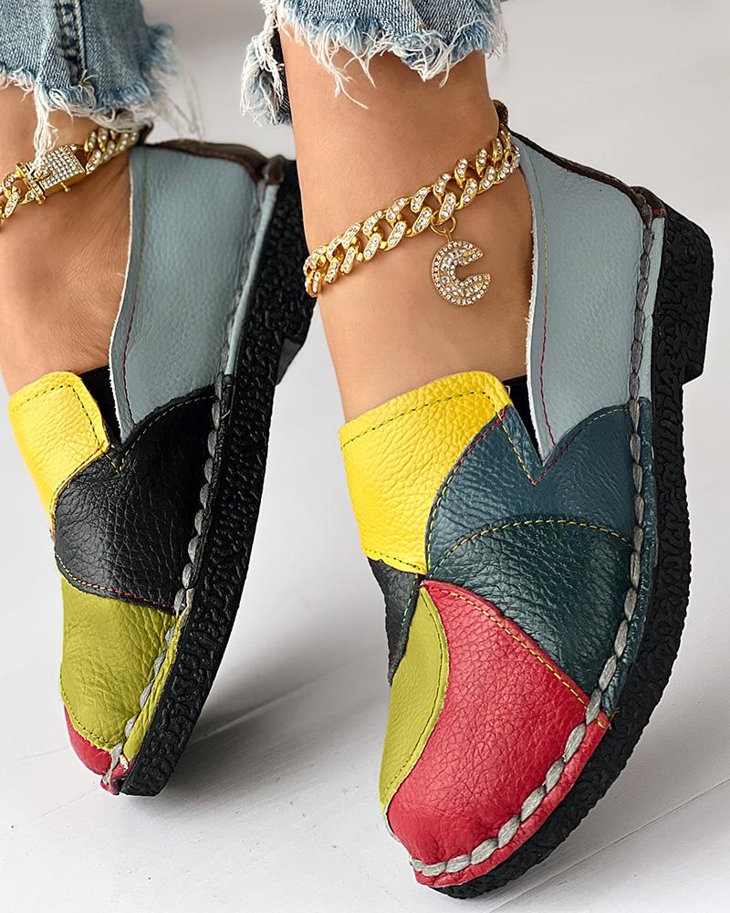 Colorblock Slip-on Work PU Loafers