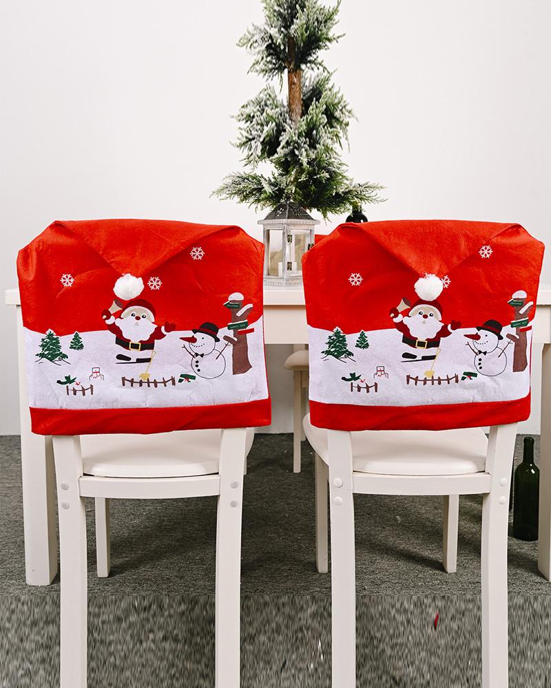 1pc Christmas Dining Chair Cover Dinner Chair Slipcover Christmas Chair Seat Back Cover Protector Holidays Home Party Decoration