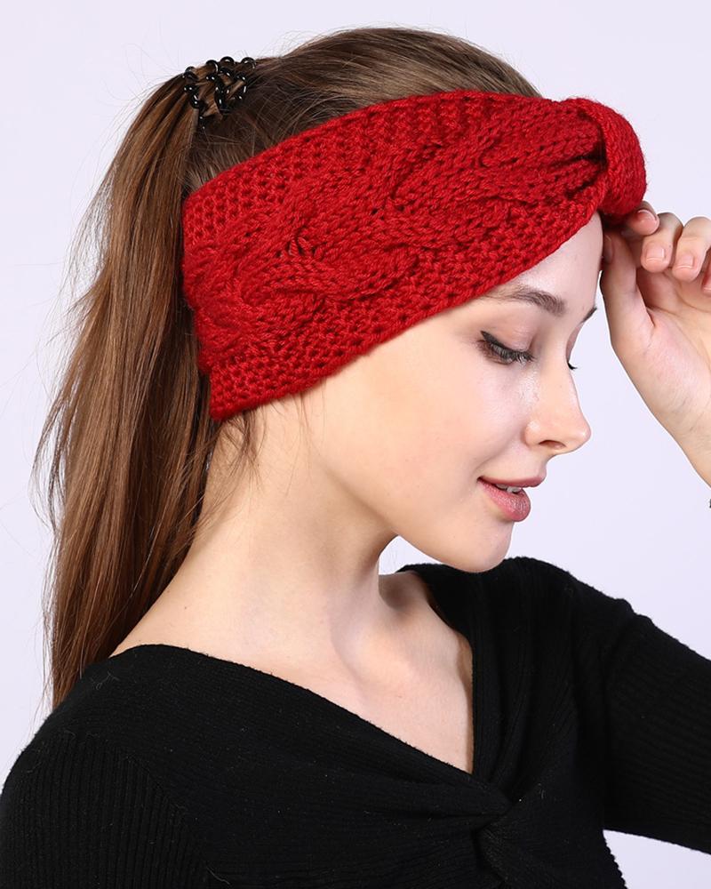 1pc Bowknot Design Knit Wide Headband