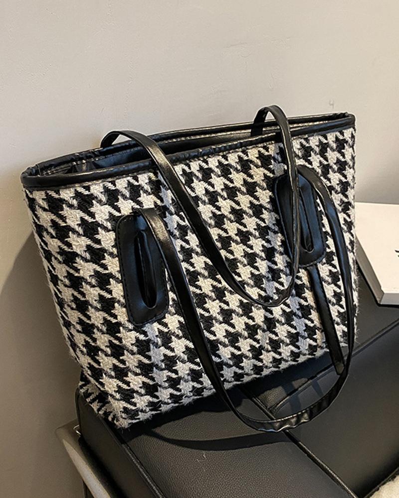 Houndstooth Large Capacity Tote Bag
