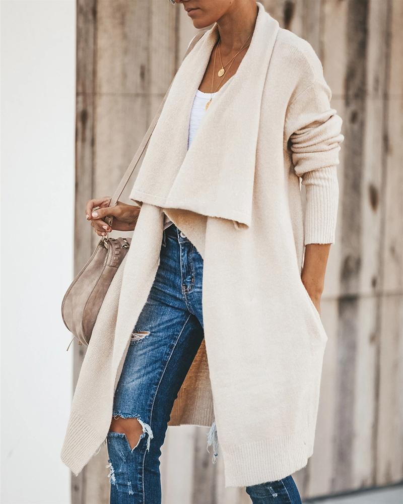 Open Front Knit Longline Cardigan