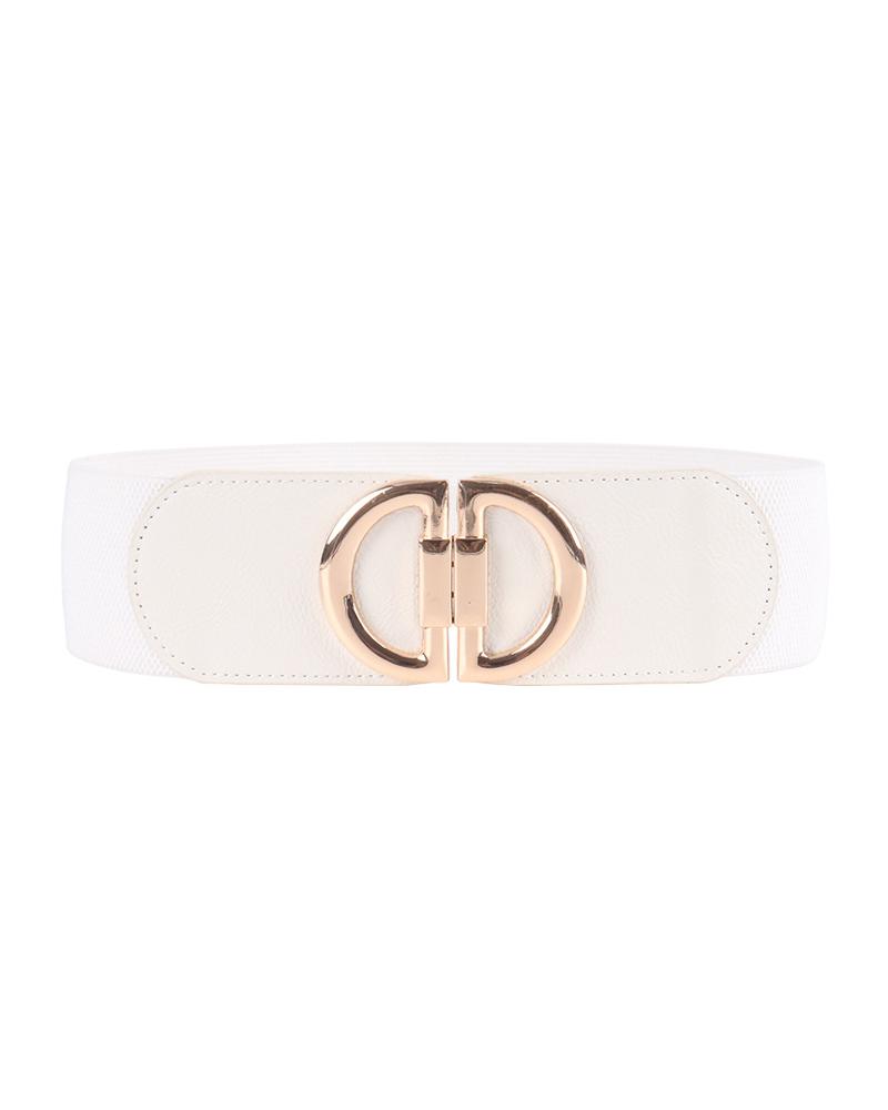 1pc Metal D-Buckle Elastic Wide Belt