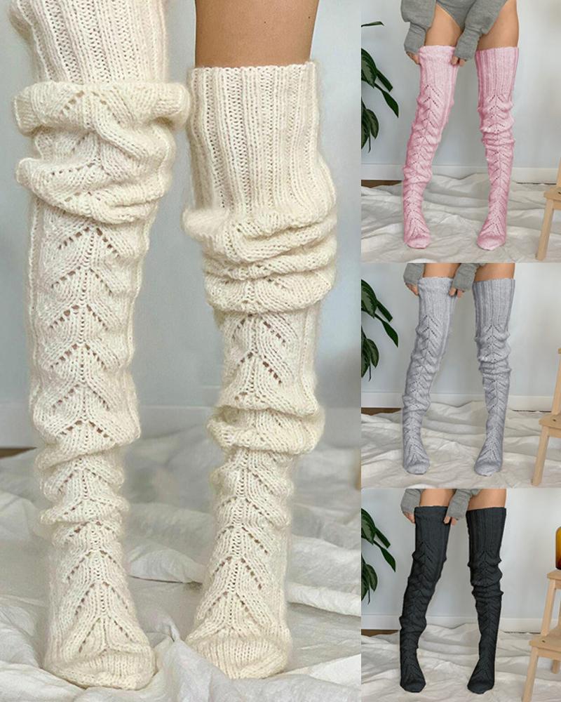 1Pair Thigh High Knit Leg Warmers Winter Warm Long Boot Socks