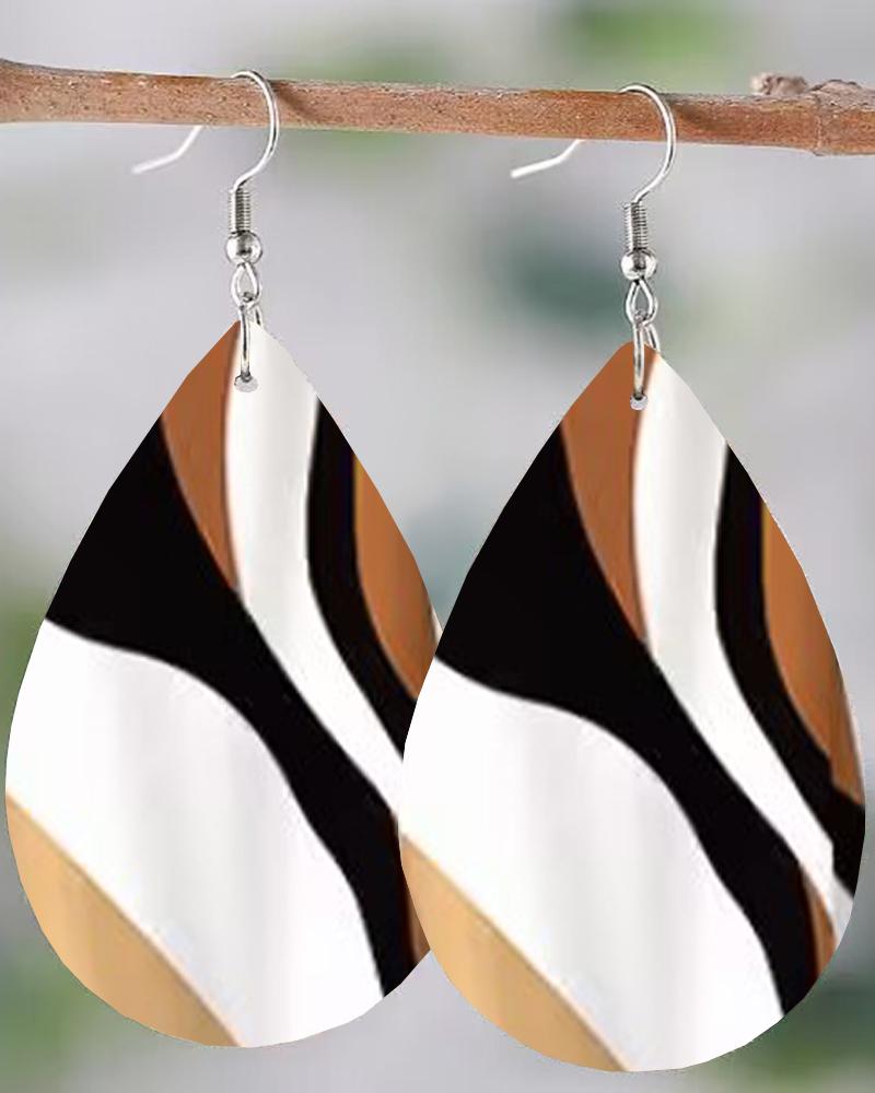 1Pair Abstract Print Waterdrop Earrings