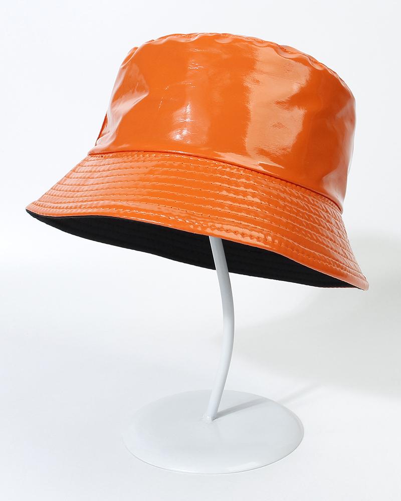 Trendy Quilted Sun Protection PU Bucket Hat