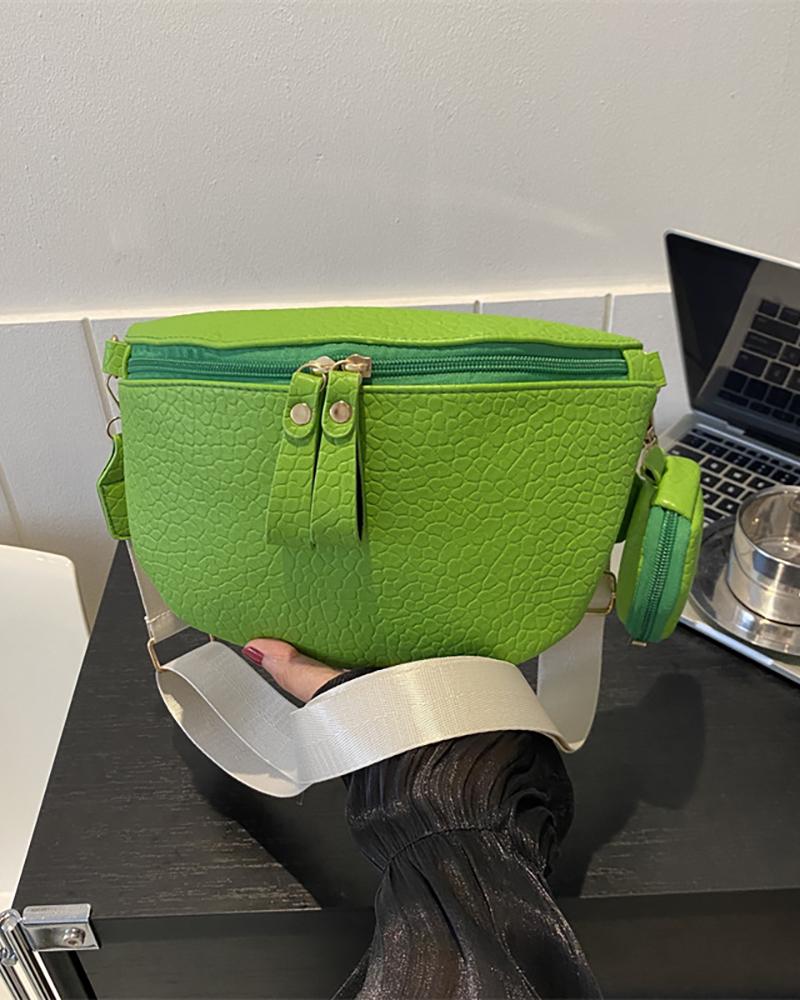 Zipper Design Crossbody Bag With Coin Purse