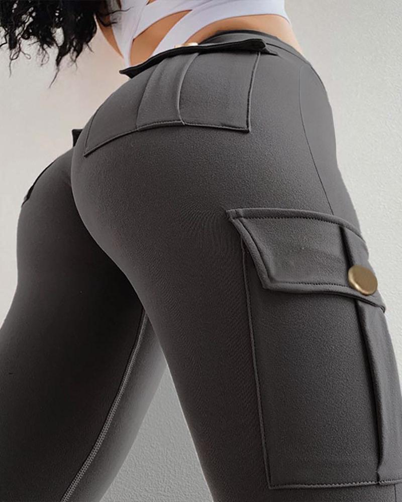 Active Pants Solid Butt Lifting High Waist Sporty Leggings