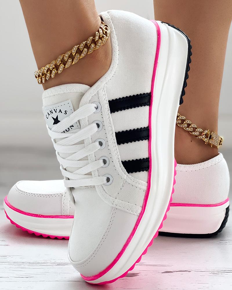 Lace-up Eyelet Colorblock Sneakers